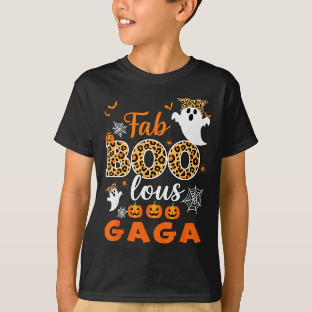 Camiseta Cute Leopard Fab Boo Lous Gaga Soky Halloween Cost (Frente)