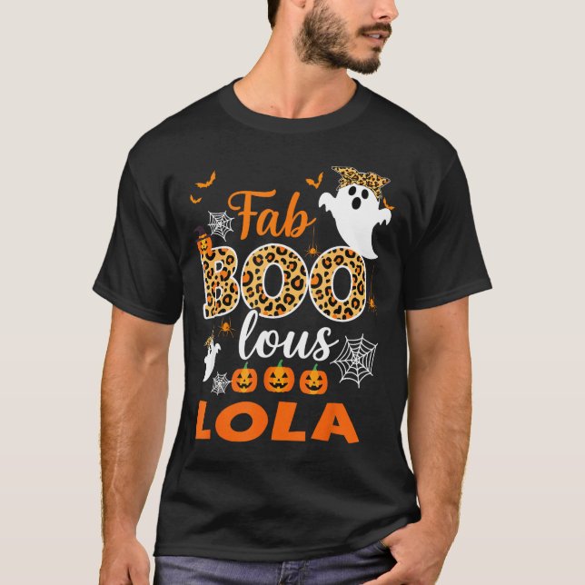 Camiseta Cute Leopard Fab Boo Lous Lola Soky Halloween Cost (Frente)