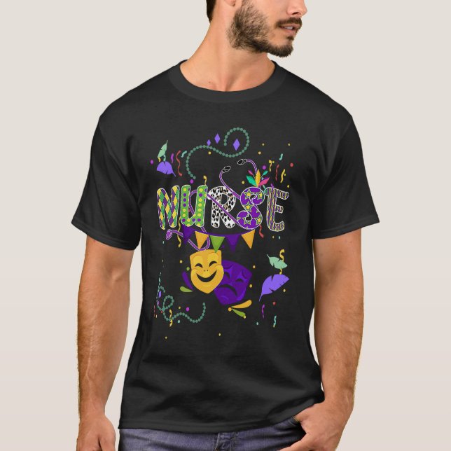 Camiseta Cute Leopard Nurse Mardi Gras Festival Party Nursi (Frente)