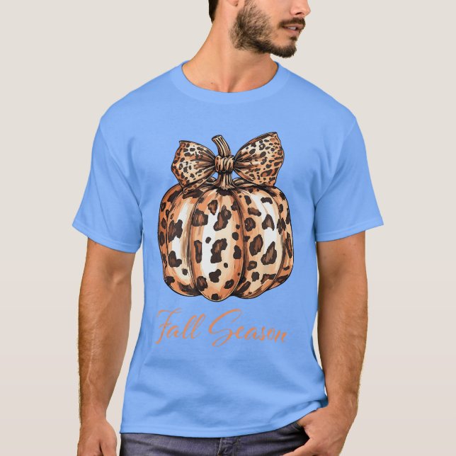 Camiseta Cute Leopard Pumpkin Fall Autumn Season for Women  (Frente)