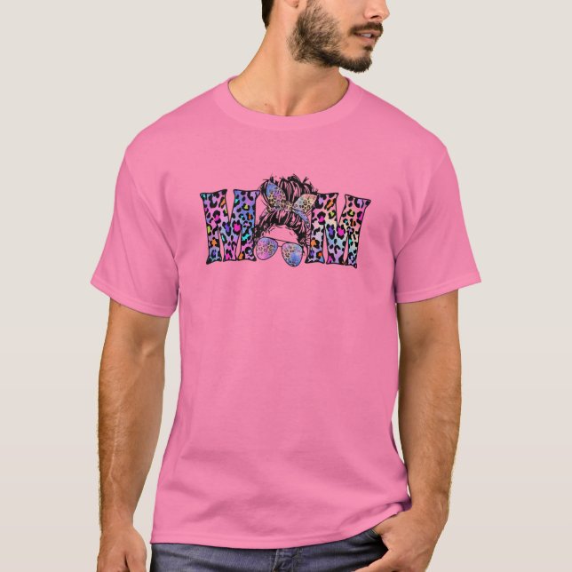 Camiseta Cute Leopardo Mensageiro Bun Mãe Design Para Mulhe (Frente)