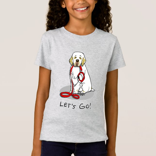 Camiseta Cute Let's Go! Walk Clumber Spaniel Dog (lemon 1) (Frente)