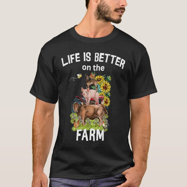 Camiseta Cute Life Is Better On Farm Farmer Funny Farmer Li (Frente)