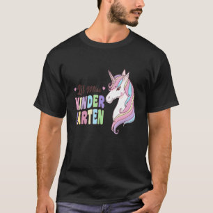 Camiseta Cute Lil Miss Kindergarten Unicorn Primeiro Dia De