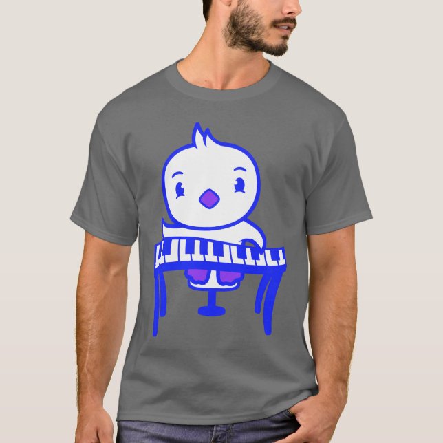 Camiseta Cute Little Duck Chick Bird Playing Keyboard Music (Frente)