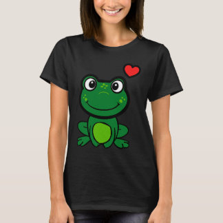 Camiseta Cute little green frog with hearts