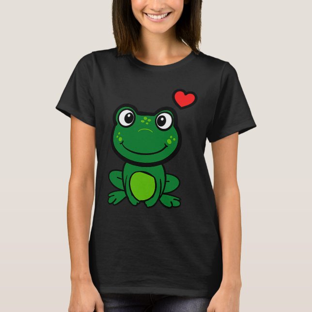 Camiseta Cute little green frog with hearts (Frente)