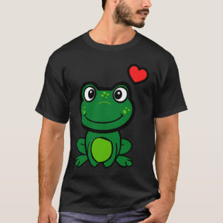 Camiseta Cute little green frog with hearts