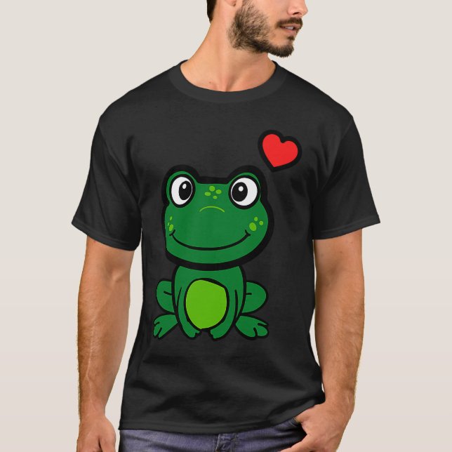 Camiseta Cute little green frog with hearts (Frente)