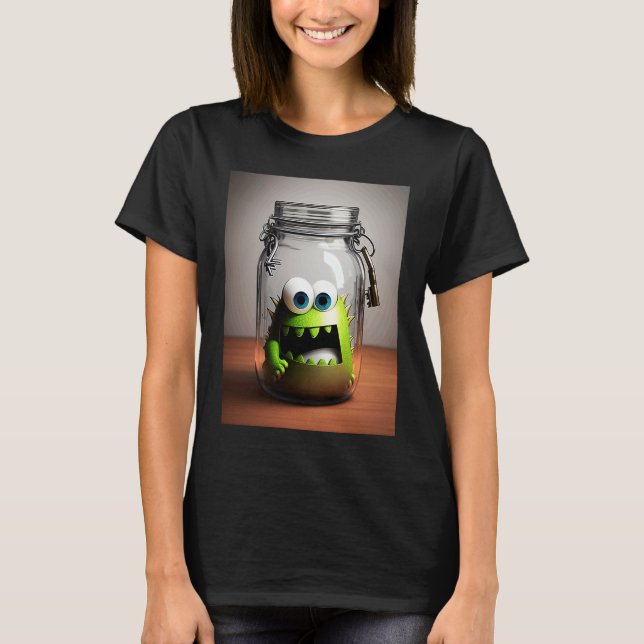 Camiseta cute little monster in a jar Halloween horror funn (Frente)
