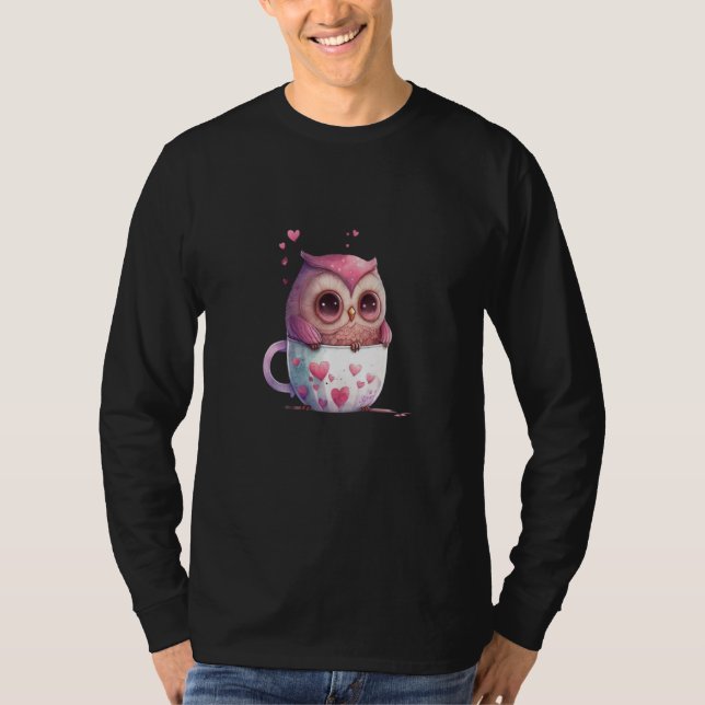 Camiseta Cute Little Owl Valetines Animal Love  20 (Frente)