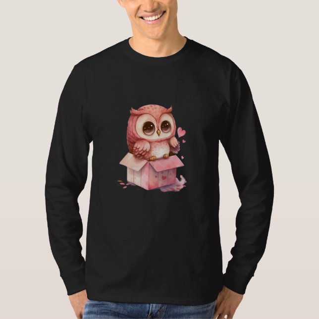Camiseta Cute Little Owl Valetines Animal Love  25 (Frente)