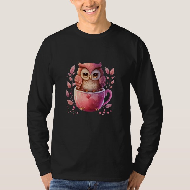 Camiseta Cute Little Owl Valetines Animal Love  32 (Frente)