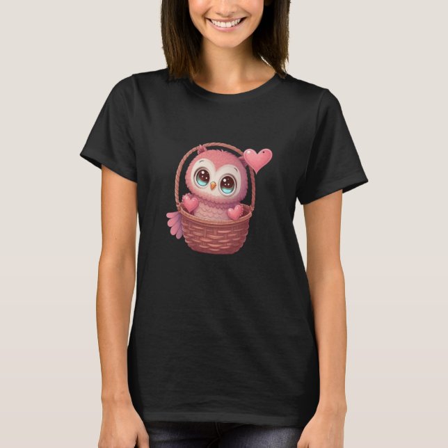 Camiseta Cute Little Owl Valetines Animal Love  4 (Frente)