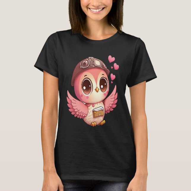 Camiseta Cute Little Owl Valetines Animal Love  8 (Frente)