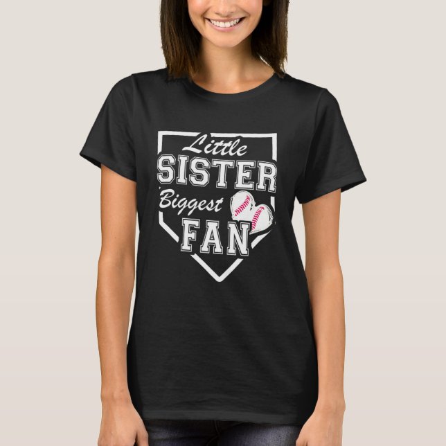 Camiseta Cute Little Sister Biggest Fan Baseball Sister Bal (Frente)