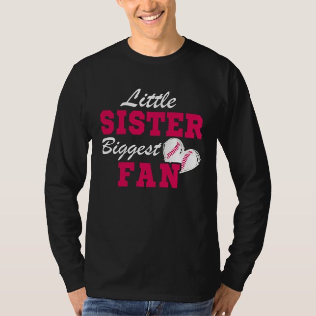 Camiseta Cute Little Sister Biggest Fan Baseball Sister Bas (Frente)