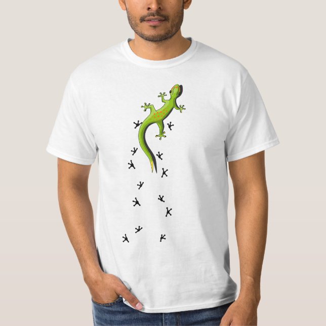 Camiseta Cute Lizard Reptile With Tracks Climbing Gecko (Frente)