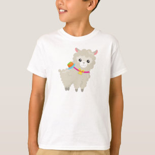 Camiseta Cute Llama, Alpaca, Pequeno Llama, Llama Com Chapé