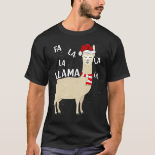 Camiseta Cute Llama Animal Santa Hat Fa La Llama Cristo