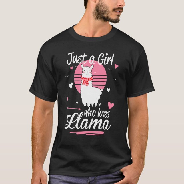 Camiseta Cute Llama Apenas Uma Menina Que Ama Llama Adoráve (Frente)