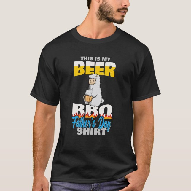 Camiseta Cute Llama Engraçado Churrasco Grelando Cerveja (Frente)