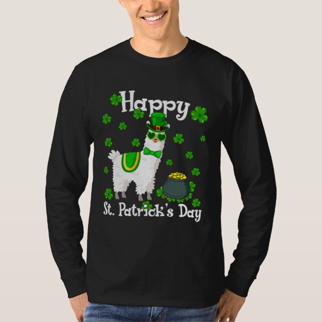 Camiseta Cute Llama  Happy St Patrick s Day Shamrock Irish (Frente)