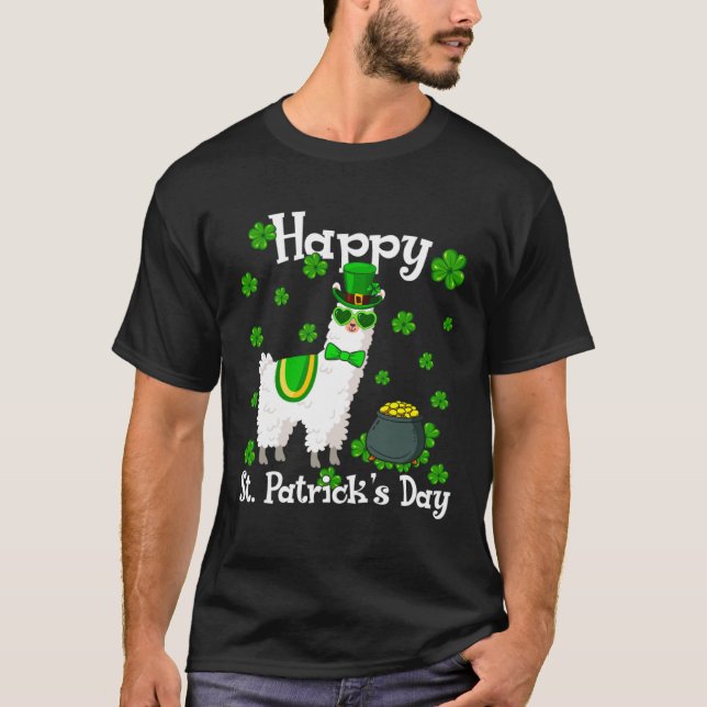 Camiseta Cute Llama  Happy St Patrick s Day Shamrock Irish (Frente)