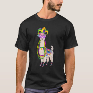 Camiseta Cute Llama Mardi Gras - Miçanga do Carnaval