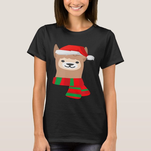 Camiseta Cute Llama Santa Hat (Frente)