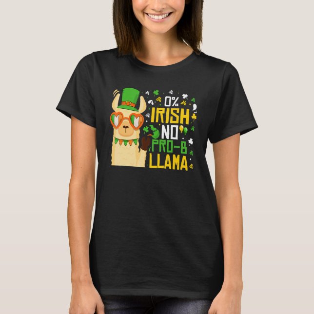 Camiseta Cute Llama St Patricks Day 0 Irish No Prob Llama I (Frente)
