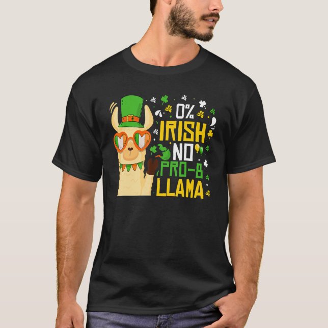 Camiseta Cute Llama St Patricks Day 0 Irish No Prob Llama I (Frente)