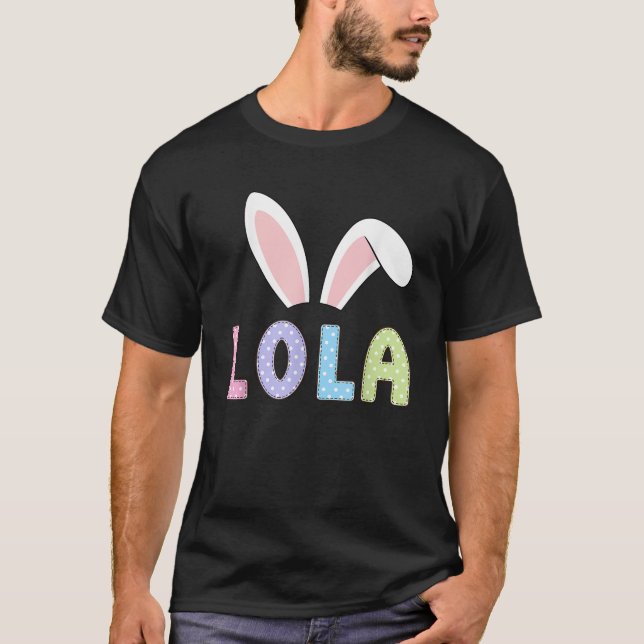 Camiseta Cute Lola Happy Easter Bunny Matching Family Outfi (Frente)