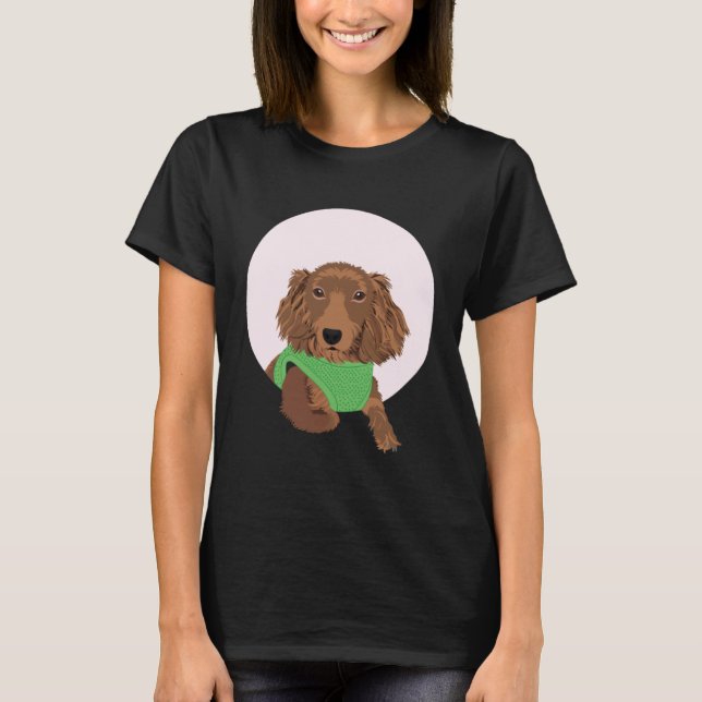 Camiseta Cute Long Haired Dachshund (Frente)