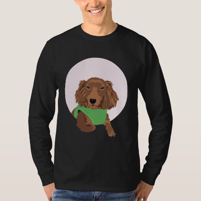 Camiseta Cute Long Haired Dachshund (Frente)