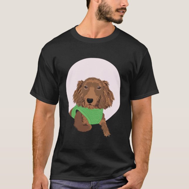 Camiseta Cute Long Haired Dachshund (Frente)