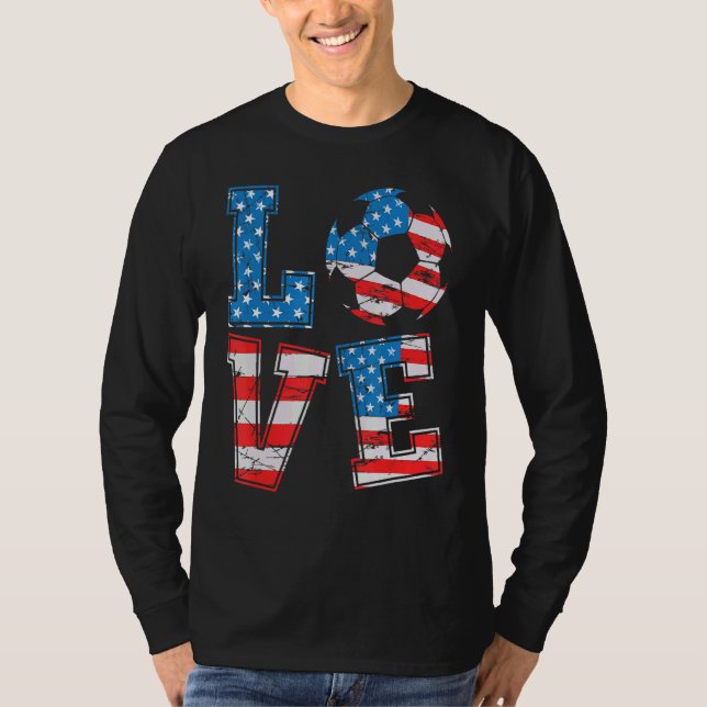 Camiseta Cute Love Football USA Flag Women Girl Football_1 (Frente)