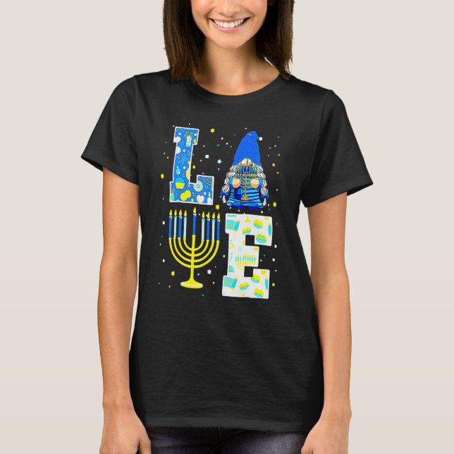 Camiseta Cute LOVE Hanukkah Decorations Dreidel Menorah Cha (Frente)