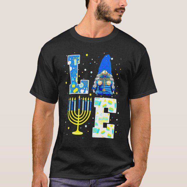 Camiseta Cute LOVE Hanukkah Decorations Dreidel Menorah Cha (Frente)