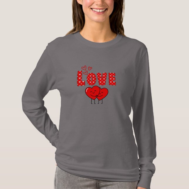 Camiseta Cute Love Hearts Valentine Design (Frente)