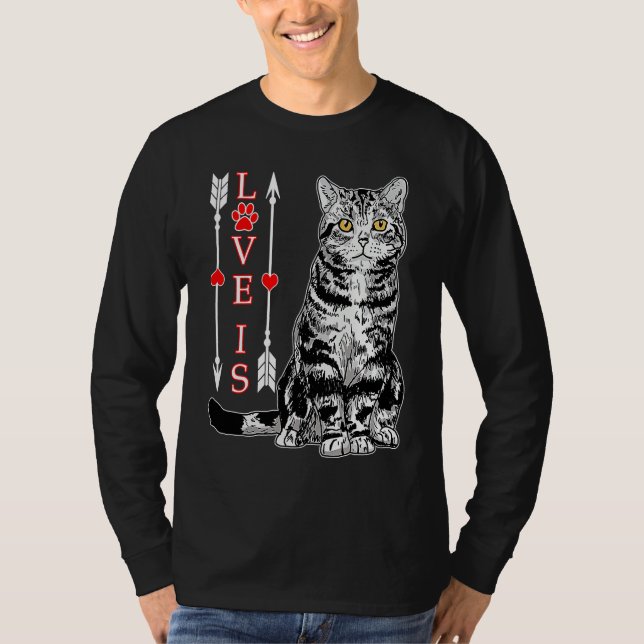 Camiseta Cute Love is American Shorthair For Mom Dad Kids (Frente)