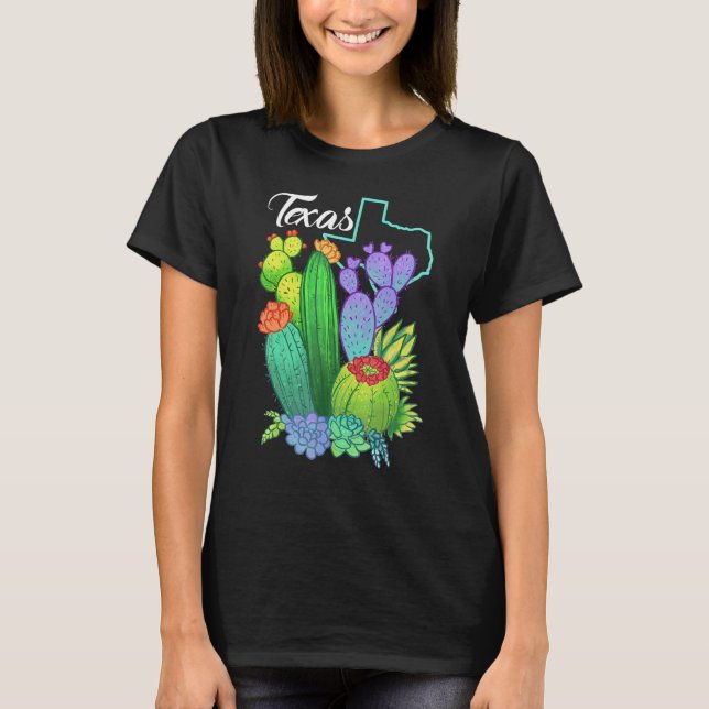 Camiseta Cute Love Texas Blooming Cactus Flowers (Frente)