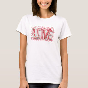 Camiseta Cute Love Tipografia Vermelha e Branca Dia dos Nam