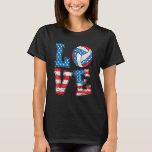 Camiseta Cute Love Voleibol Usa Bandeira Mulheres Volleyba