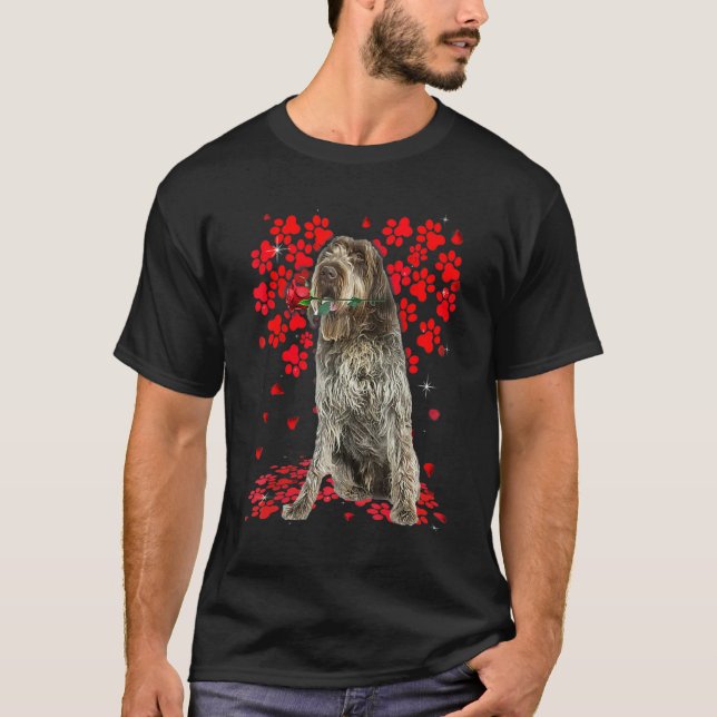 Camiseta Cute Love Wirehaired Pointing Griffon Dog Valentin (Frente)