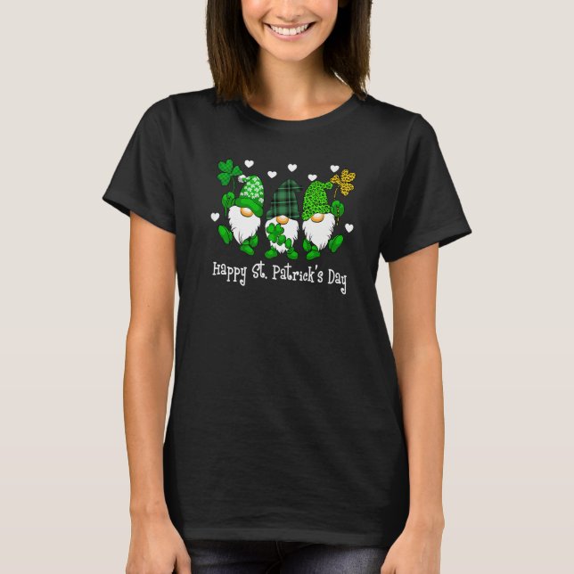 Camiseta Cute Lucky Gnome Happy St Patricks Day Family Outf (Frente)