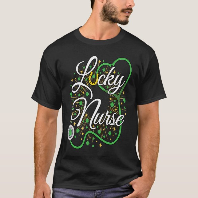 Camiseta Cute Lucky Nurse St Patricks Day Shamrock Irish Nu (Frente)