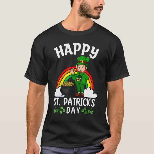 Camiseta Cute Lucky Rainbow Leprechaun Happy Saint Patrick" (Frente)