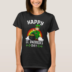 Camiseta Cute Lucky Rainbow Leprechaun Happy Saint Patrick"