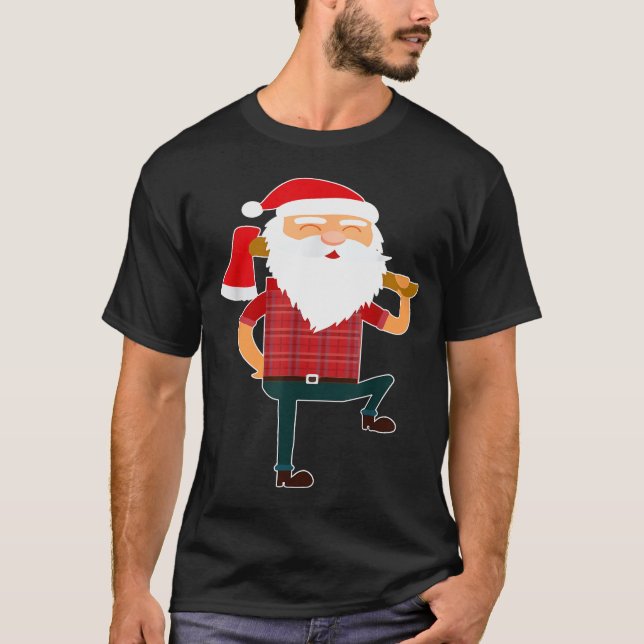 Camiseta Cute Lumberjack Santa Funny Ugly Christmas Axe Hat (Frente)